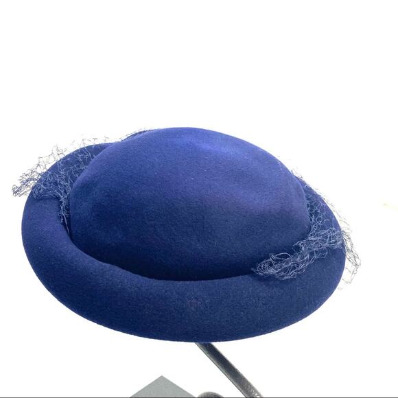 Vintage Glencove Navy Blue & Purple 100% Wool Bumper Beret Hat - Picture 5 of 8